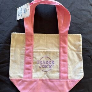 Trader Joe's Pink and Cream Tote Bag